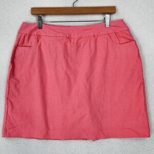 Lulu B Skort Womens 14 Coral Pink Stretch Pull On Pockets Golf Skirt Shorts